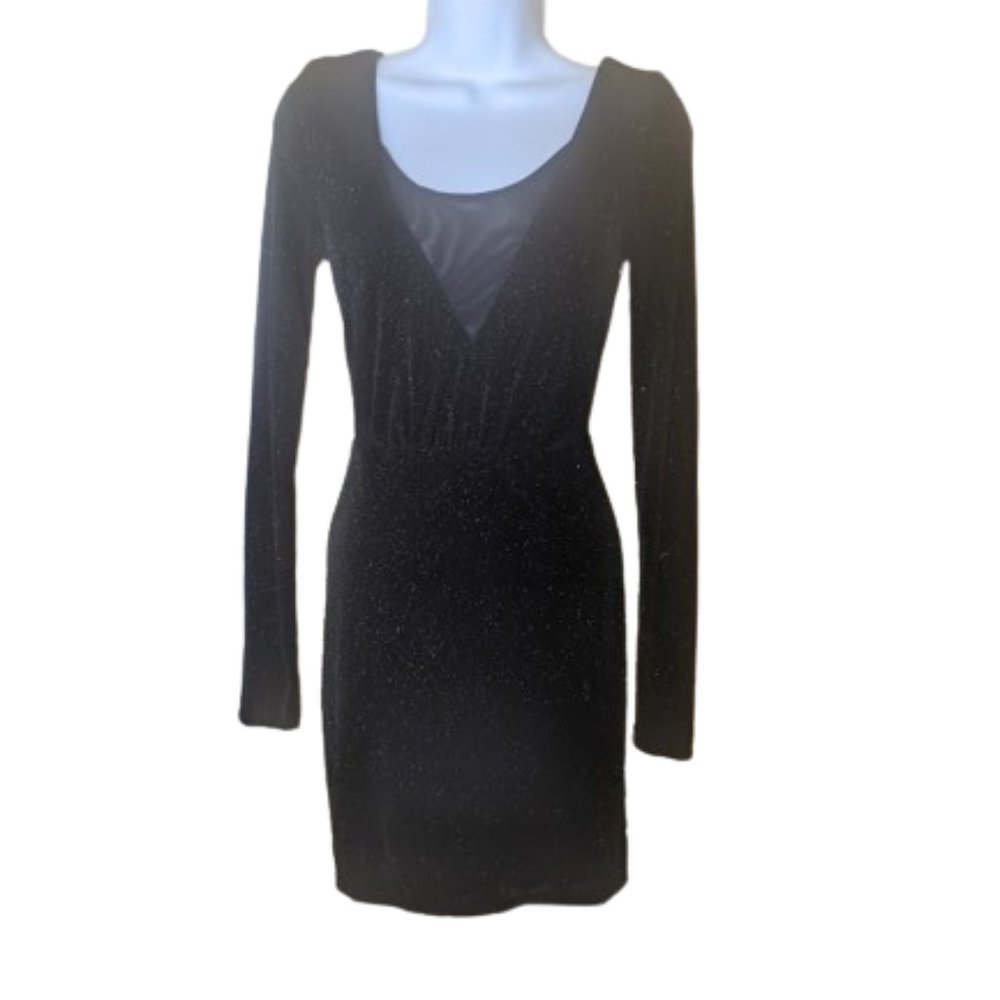 Black Glittery Dress with Deep V Back Size Small NEW NWT